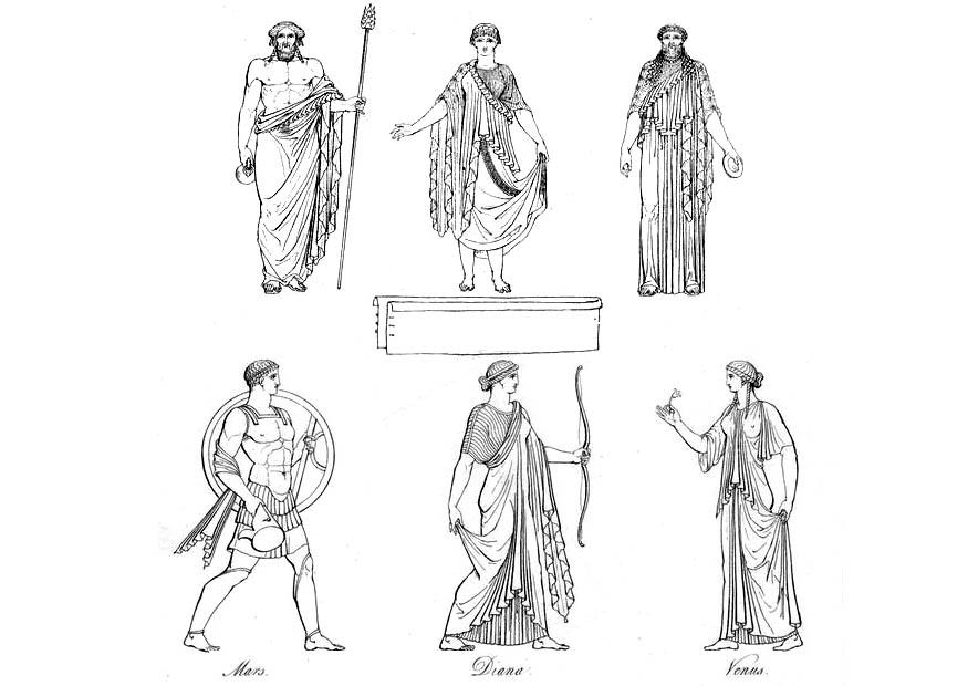 Coloriage prÃªtres grecs et dieux