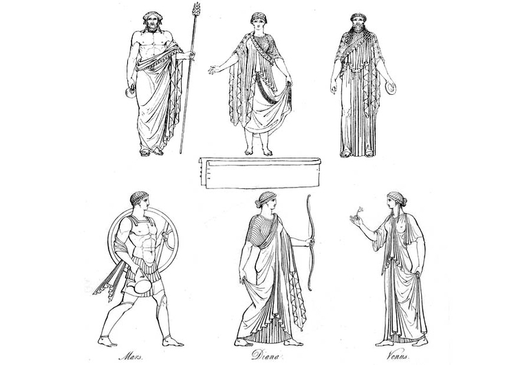 Coloriage prÃªtres grecs et dieux
