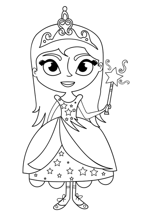 Coloriage princesse avec baguette