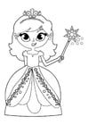 Coloriage princesse avec baguette