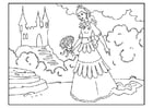 Coloriages princesse avec des fleurs