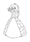 Coloriage princesse avec des fleurs