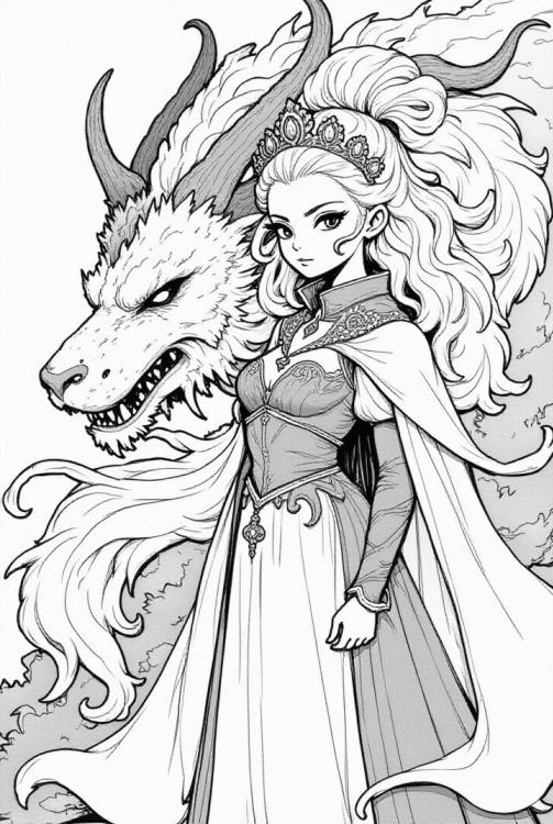 princesse guerriÃ¨re avec son dragon