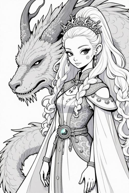 princesse guerriÃ¨re avec son dragon