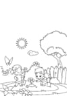 Coloriage printemps, jardinage