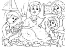 Coloriages repas de Thanksgiving en famille