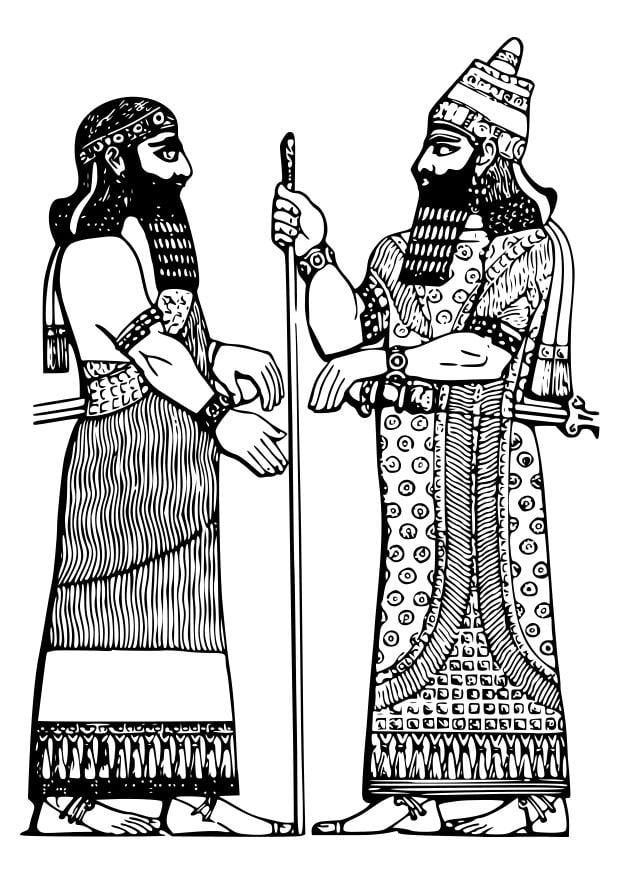Coloriage roi d'Assyrie