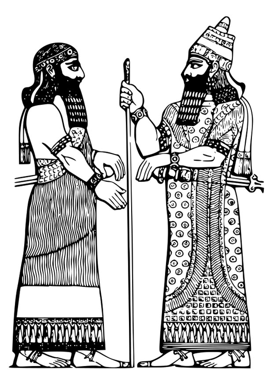 Coloriage roi d'Assyrie