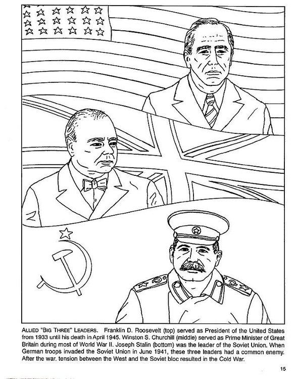 Coloriage Roosevelt Churchill Staline