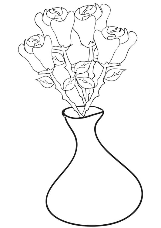 Coloriage roses dans un vase