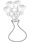 Coloriage roses dans un vase