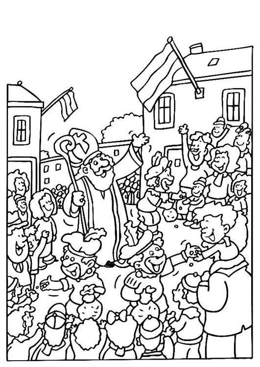 Coloriage Saint Nicolas et père fouettard  Coloriages Gratuits à