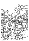 Coloriage Saint Nicolas et pÃ¨re fouettard