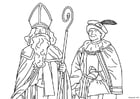 Coloriage Saint Nicolas et pÃ¨re fouettard