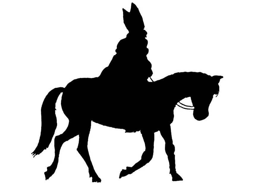 Coloriage Saint Nicolas sur son cheval