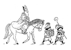 Coloriages Saint Nicolas sur son cheval