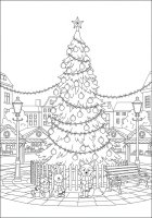 Coloriage sapin de noÃ«l au marchÃ© de noÃ«l