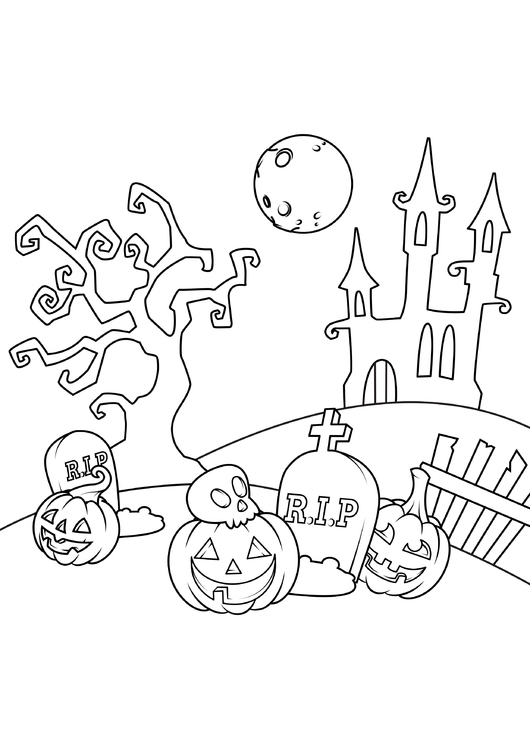 Coloriage scÃ¨ne d&#39;halloween