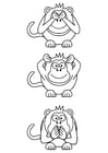 Coloriage singes de la sagesse