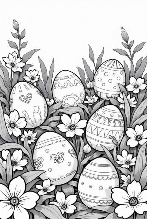 six oeufs de PÃ¢ques dans le jardin