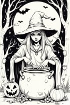 Sorcière avec Halloween