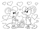 Coloriage souris Saint-Valentin