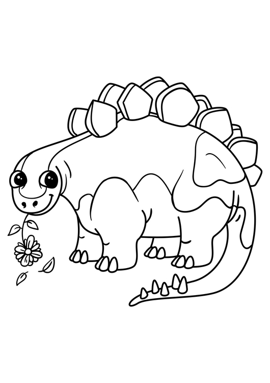 Coloriage stÃ©gosaure avec fleur
