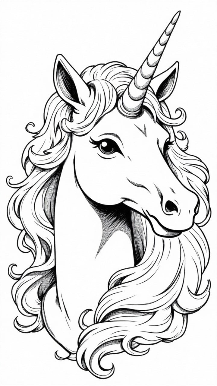 Coloriage tÃªte de licorne