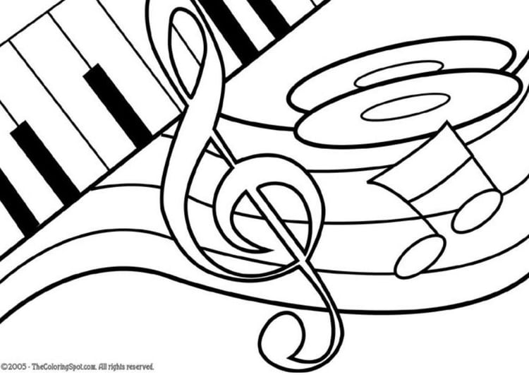 Coloriage thÃ¨me de musique, note de musique