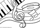 Coloriages thème de musique, note de musique