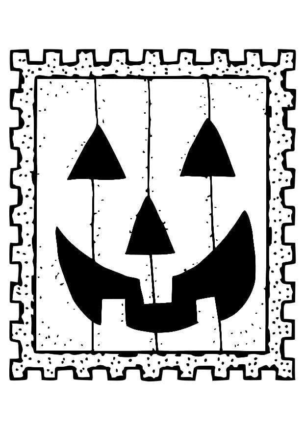 Coloriage timbre-poste Halloween