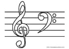 Coloriage ton haut - ton bas, note de musique