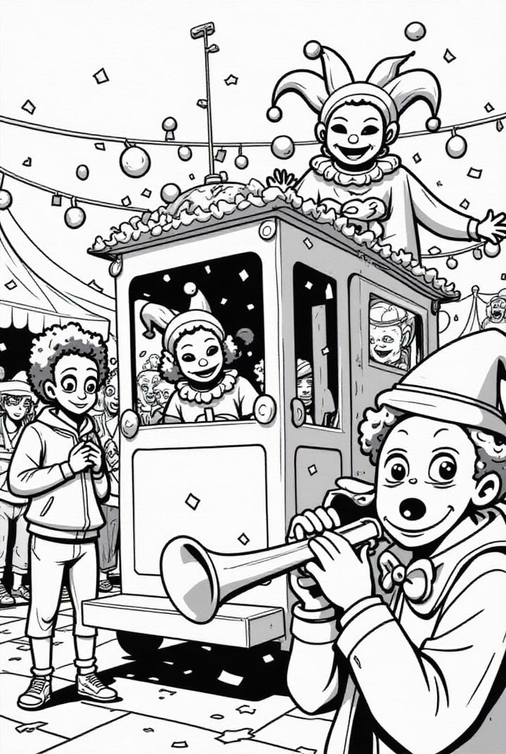 Coloriage train de carnaval
