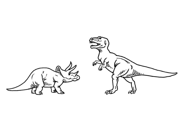 Coloriage tricÃ©ratops et T-rex
