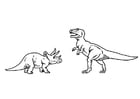 Coloriage tricÃ©ratops et T-rex