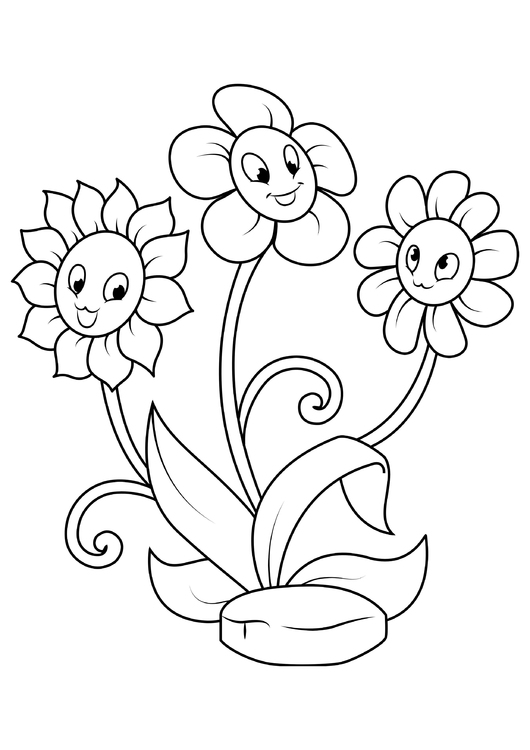 Coloriage trois fleurs