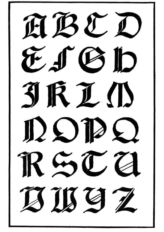 Coloriage type de lettres gothique Italien
