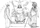 Coloriages Ulysse - Hermès, Zeus et Athéna