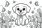 un adorable chien dans le jardin