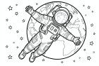coloriage un astronaute dans l'espace