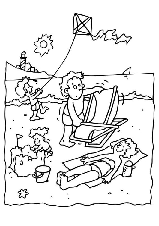 Coloriage vacances Ã  la mer