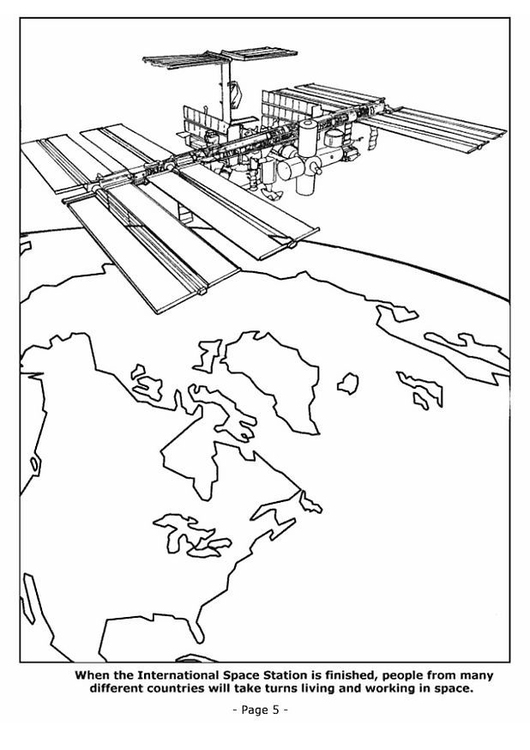 Coloriage vie et travail dans l'espace