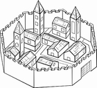 coloriage ville murée