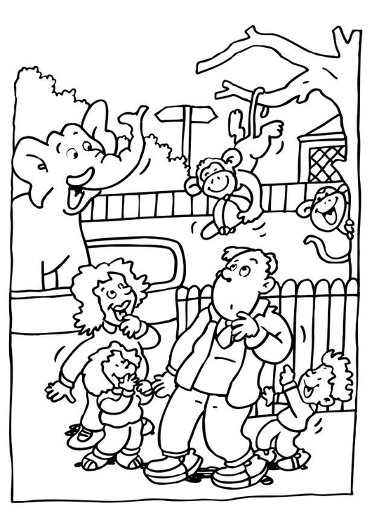 Coloriage visite au zoo