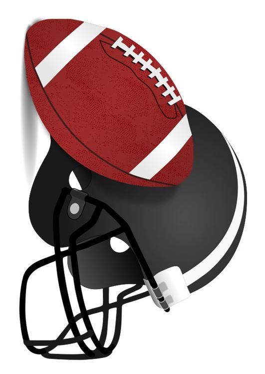 ballon de rugby et un casque