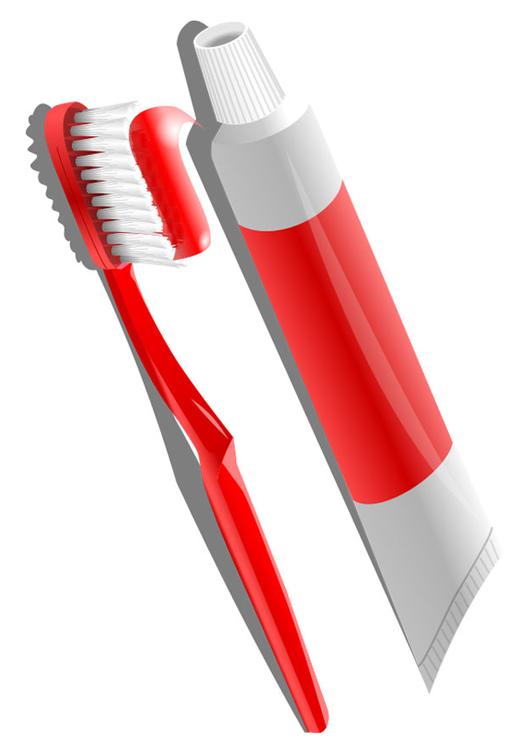 brosse Ã  dents et tube de dentifrice
