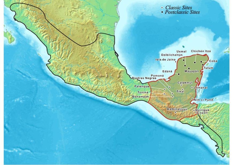 Image carte de la civilisation Maya