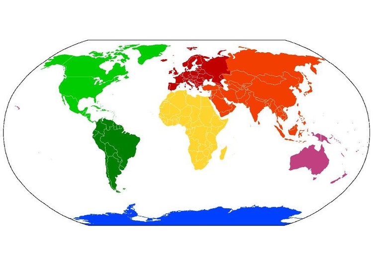 Image carte du monde - les continents