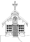 Coloriage église en hiver