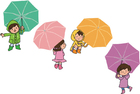 enfants avec parapluies